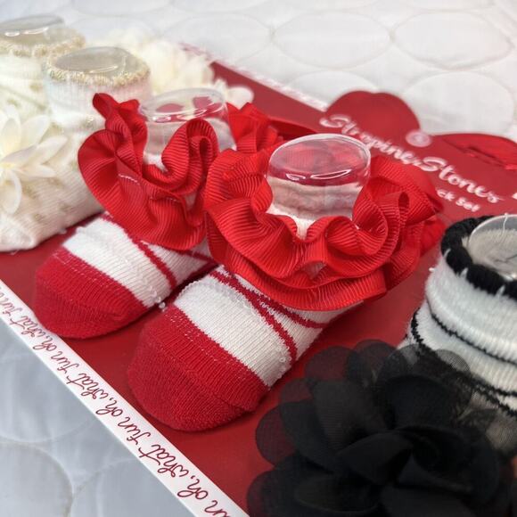 Baby Holiday Socks & Headwraps Girls Gift Set Size 0/6m Christmas Soft Headbands - Picture 4 of 8